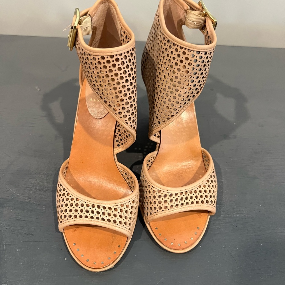 Vince Camuto Tan Perforated Heels